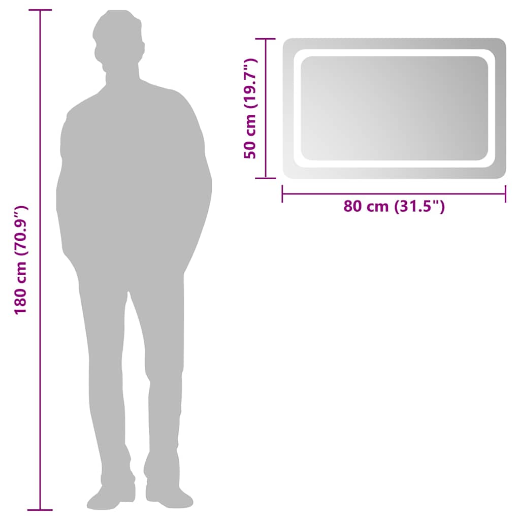 vidaXL Καθρέφτης Μπάνιου με LED 80x50 εκ. - Image 6