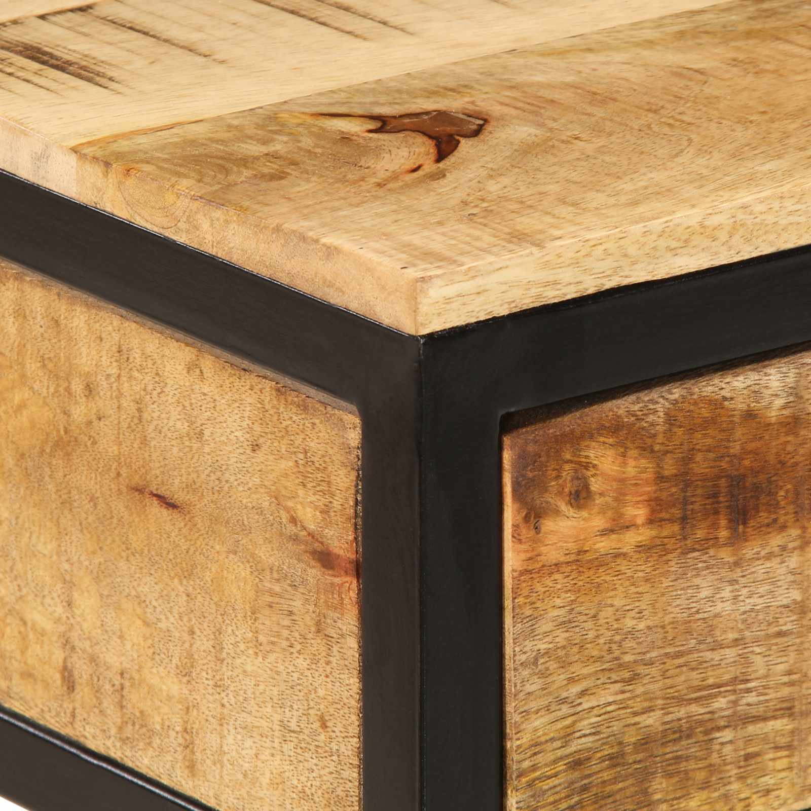 vidaXL Κομοδίνο Καφέ 40 x 35 x 50 εκ. Στερεό Ξύλο Μάνγκο και Μέταλλο - Image 8