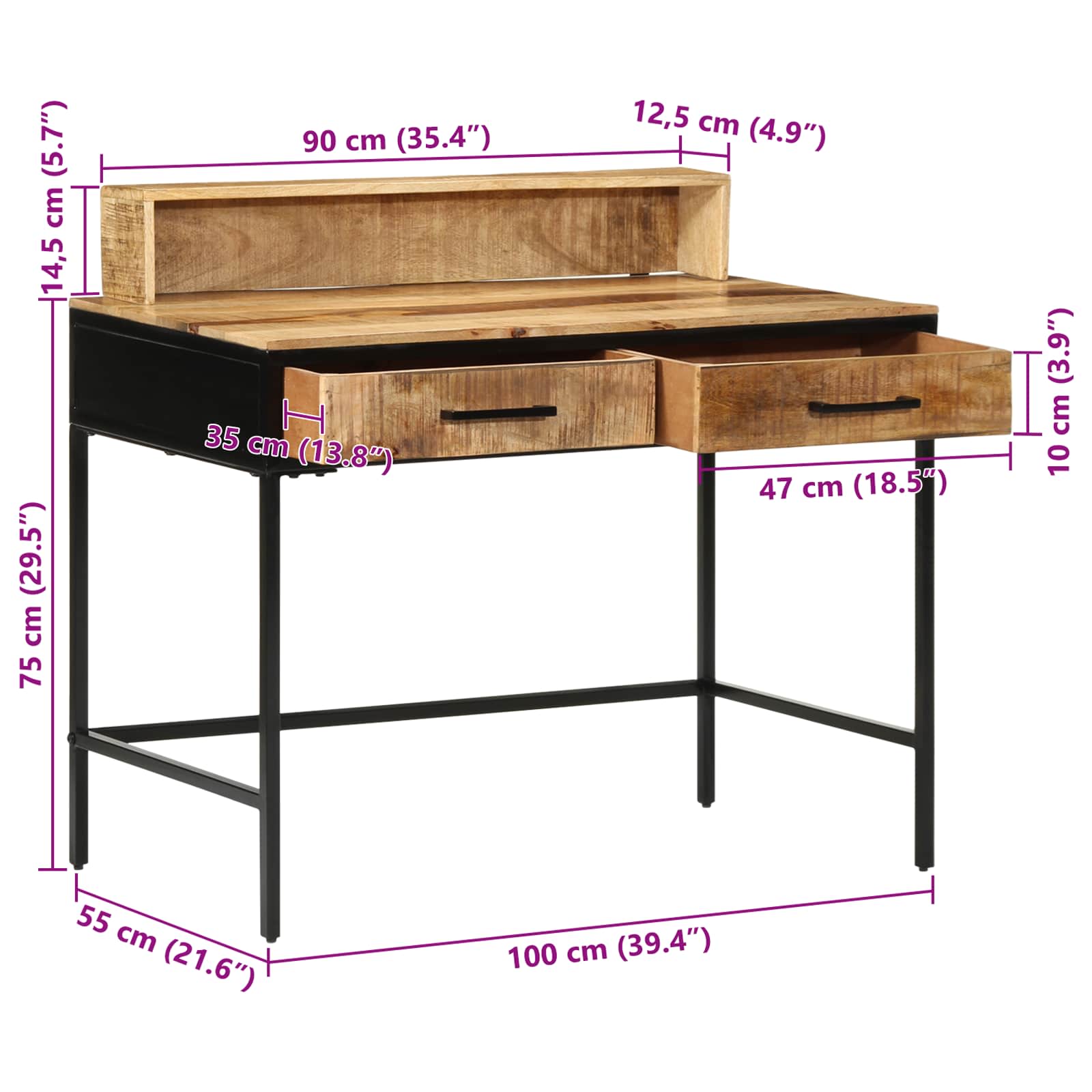 vidaXL Τραπέζι κονσόλας Καφέ 100 x 55 x 89.5 εκ. - Image 15