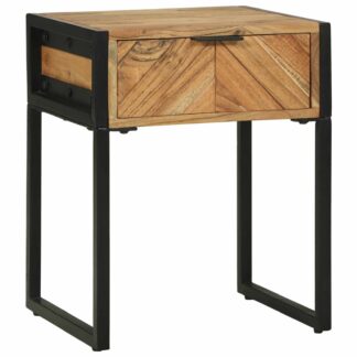 vidaXL Κομοδίνο Καφέ 40 x 35 x 50 εκ. Μασίφ ξύλο ακακίας και μέταλλο