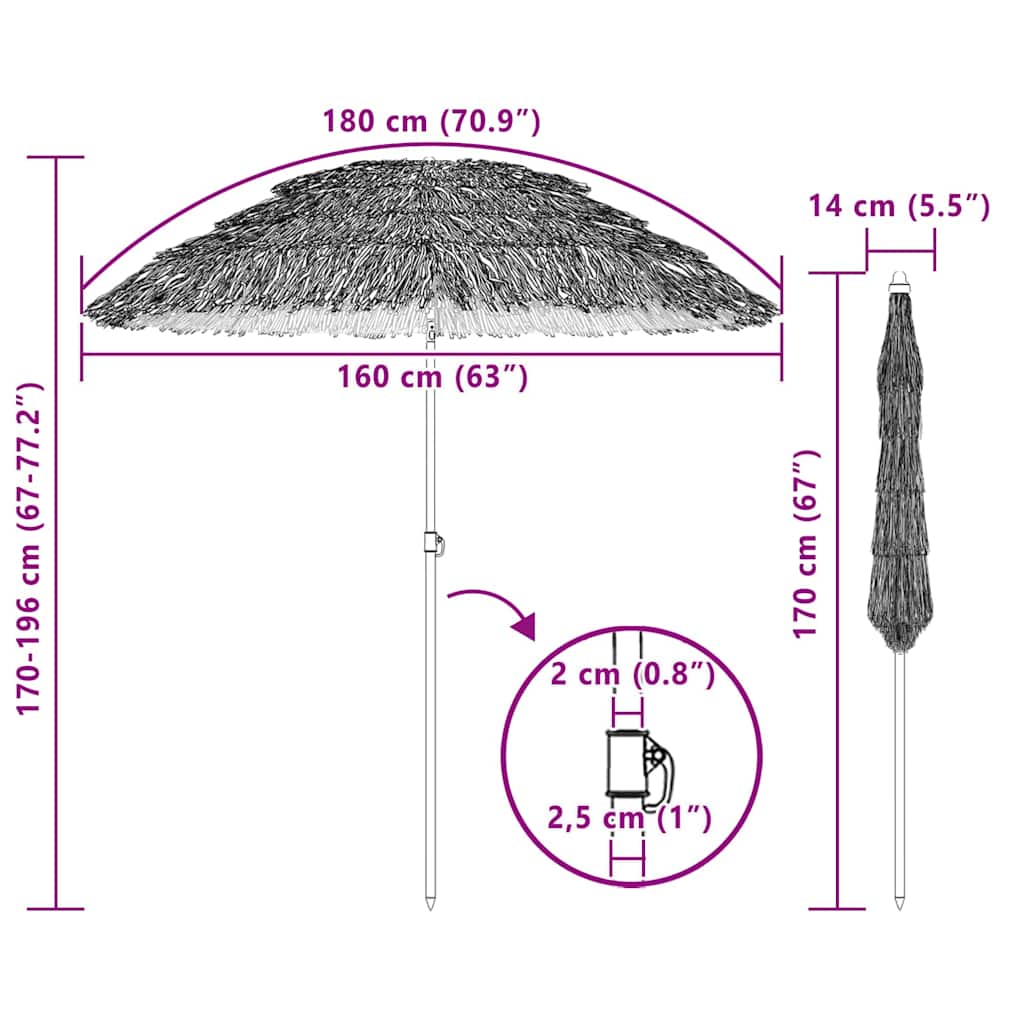 vidaXL Ομπρέλα Κήπου 160 x 160 x 196 εκ Πολυπροπυλένιο και Πολυεστέρας - Image 7
