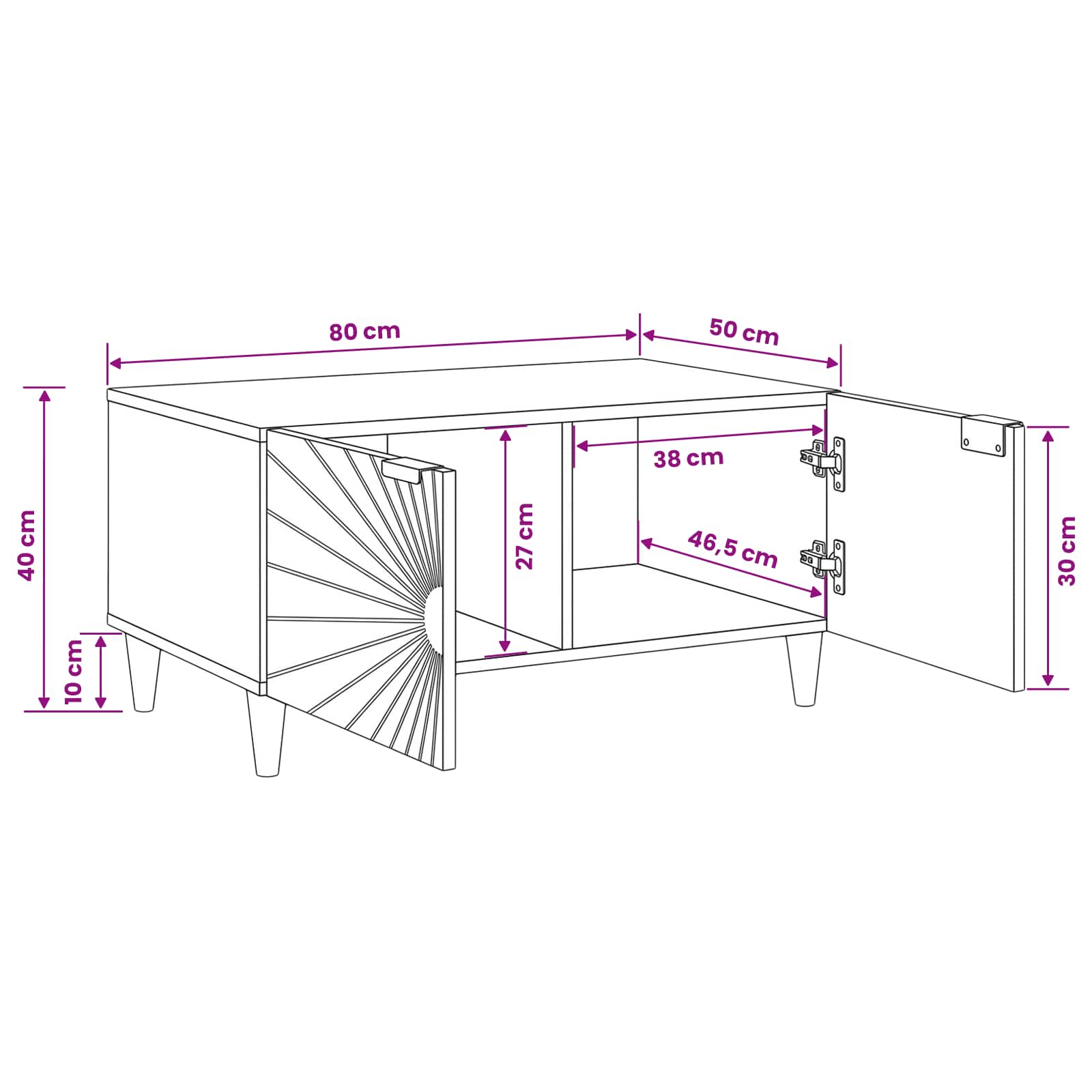 vidaXL Τραπεζάκι σαλονιού Μαύρο και Χρυσό 80 x 50 x 40 cm - Image 12