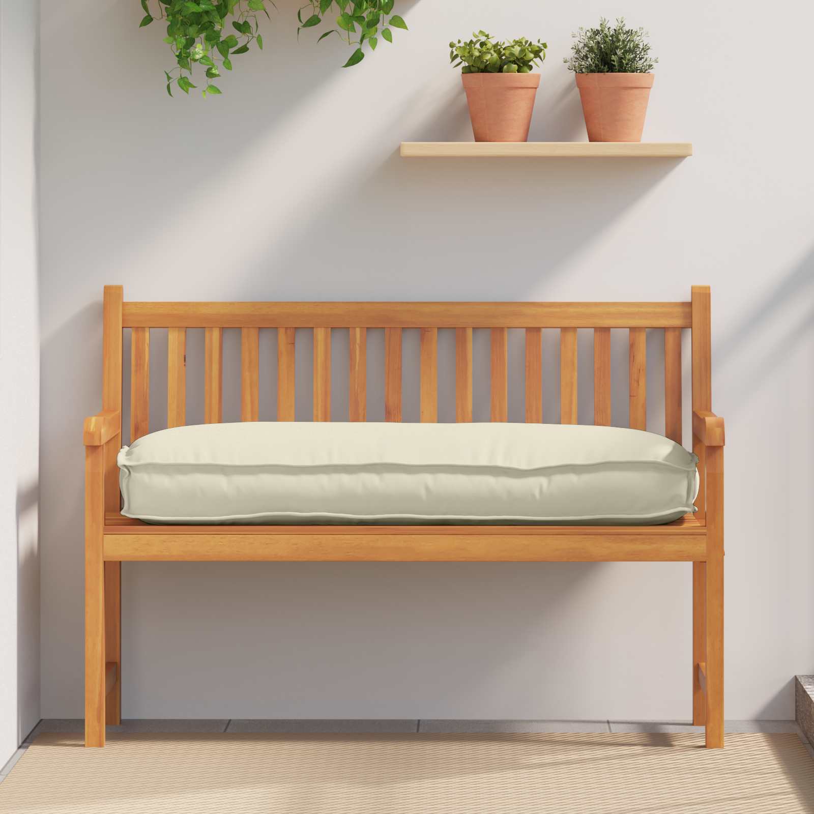 vidaXL Μαξιλάρι Ύφασμα Όξφορντ Κρεμ 120 x 50 x 12 εκ. - Image 3