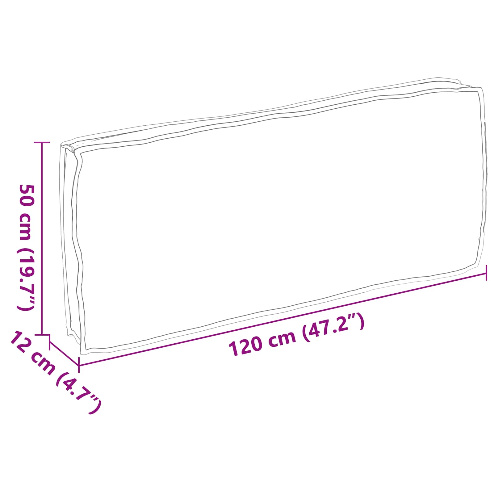 vidaXL Μαξιλάρι Ύφασμα Όξφορντ Κρεμ 120 x 50 x 12 εκ. - Image 9