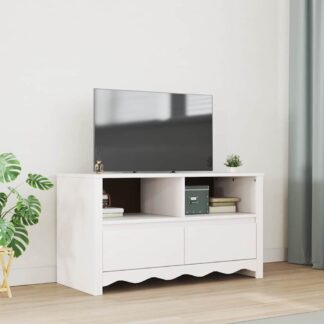 vidaXL Ντουλάπι TV Drammen Λευκό 99 x 43 x 55 εκ. Μασίφ ξύλο πεύκου