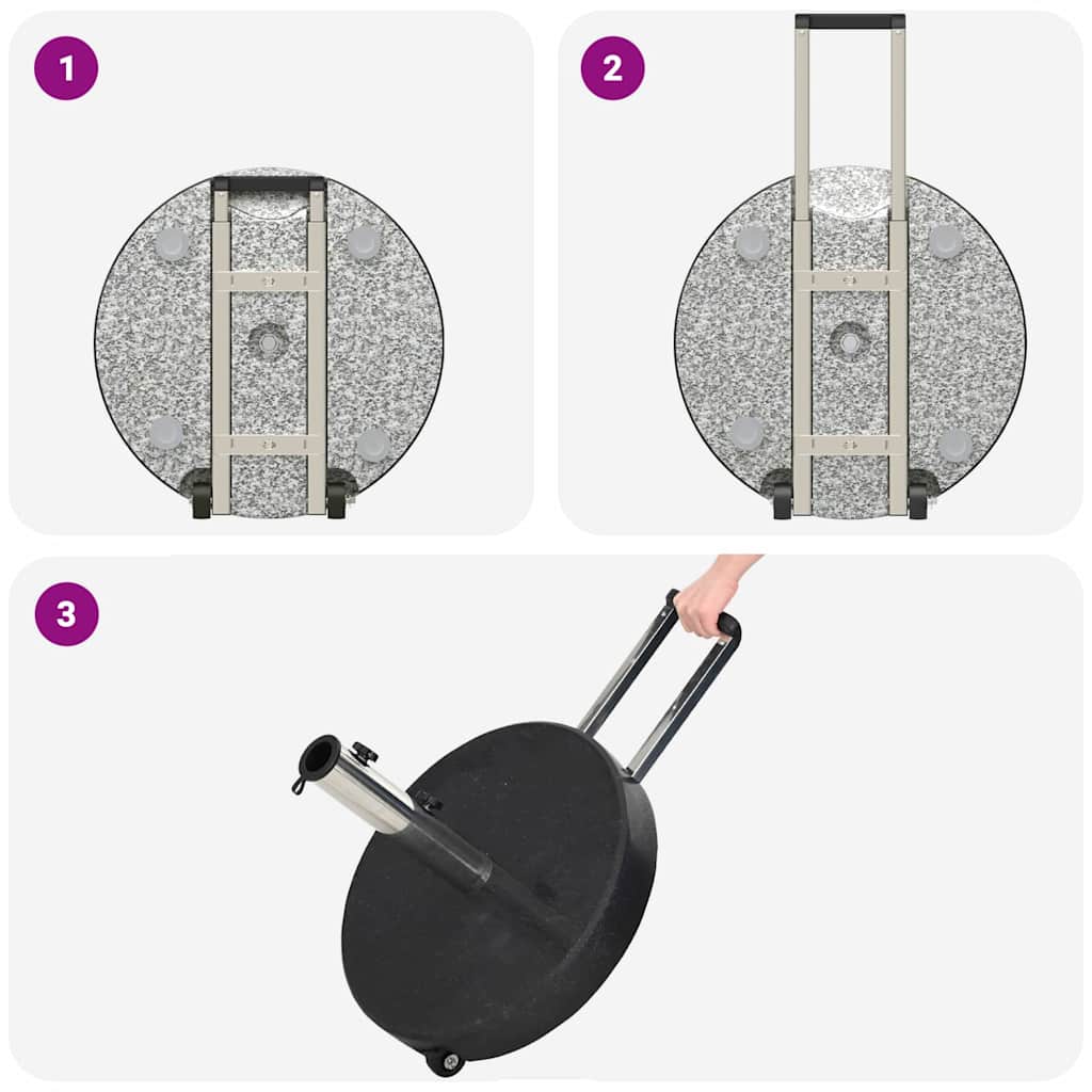 vidaXL Βάση ομπρέλας 29 kg Μαύρο Γρανίτης Γύρος - Image 10