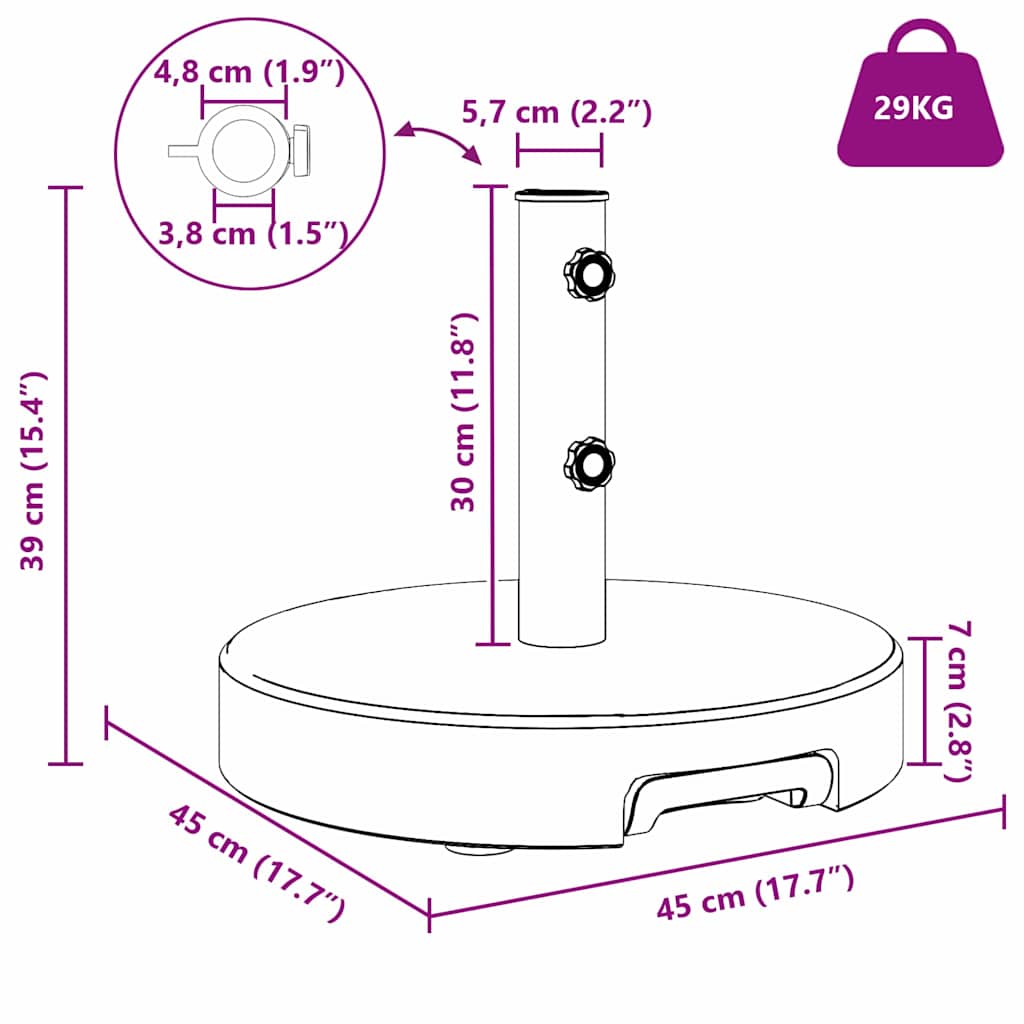 vidaXL Βάση ομπρέλας 29 kg Μαύρο Γρανίτης Γύρος - Image 12