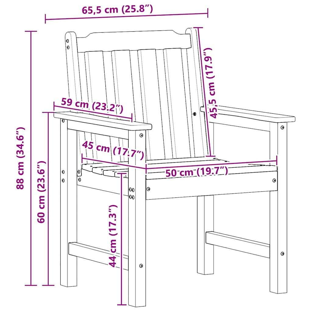 vidaXL Καρέκλα φαγητού κήπου 2 τμχ. Μαύρο HDPE - Image 12