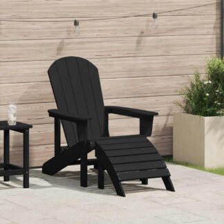 vidaXL Καρέκλα Adirondack Μαύρο HDPE