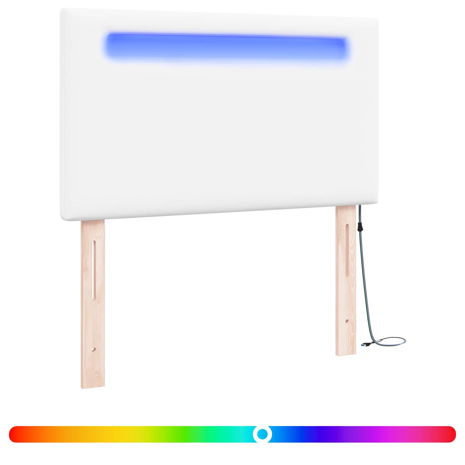 vidaXL LED κεφαλάρι Λευκό 90 cm Τεχνητό Δέρμα - Image 2