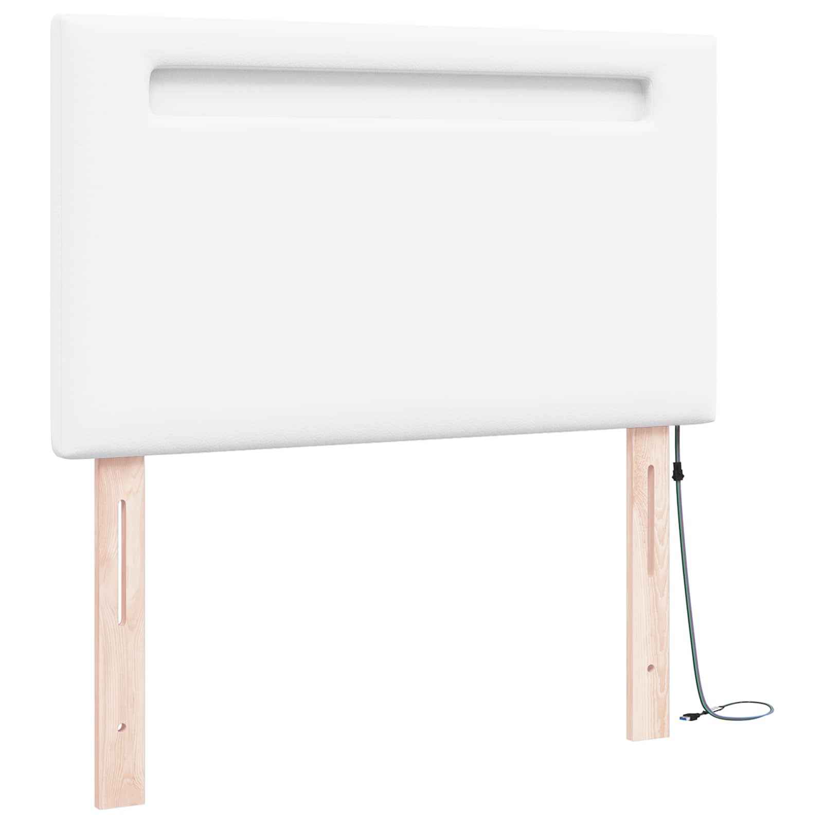 vidaXL LED κεφαλάρι Λευκό 90 cm Τεχνητό Δέρμα - Image 4