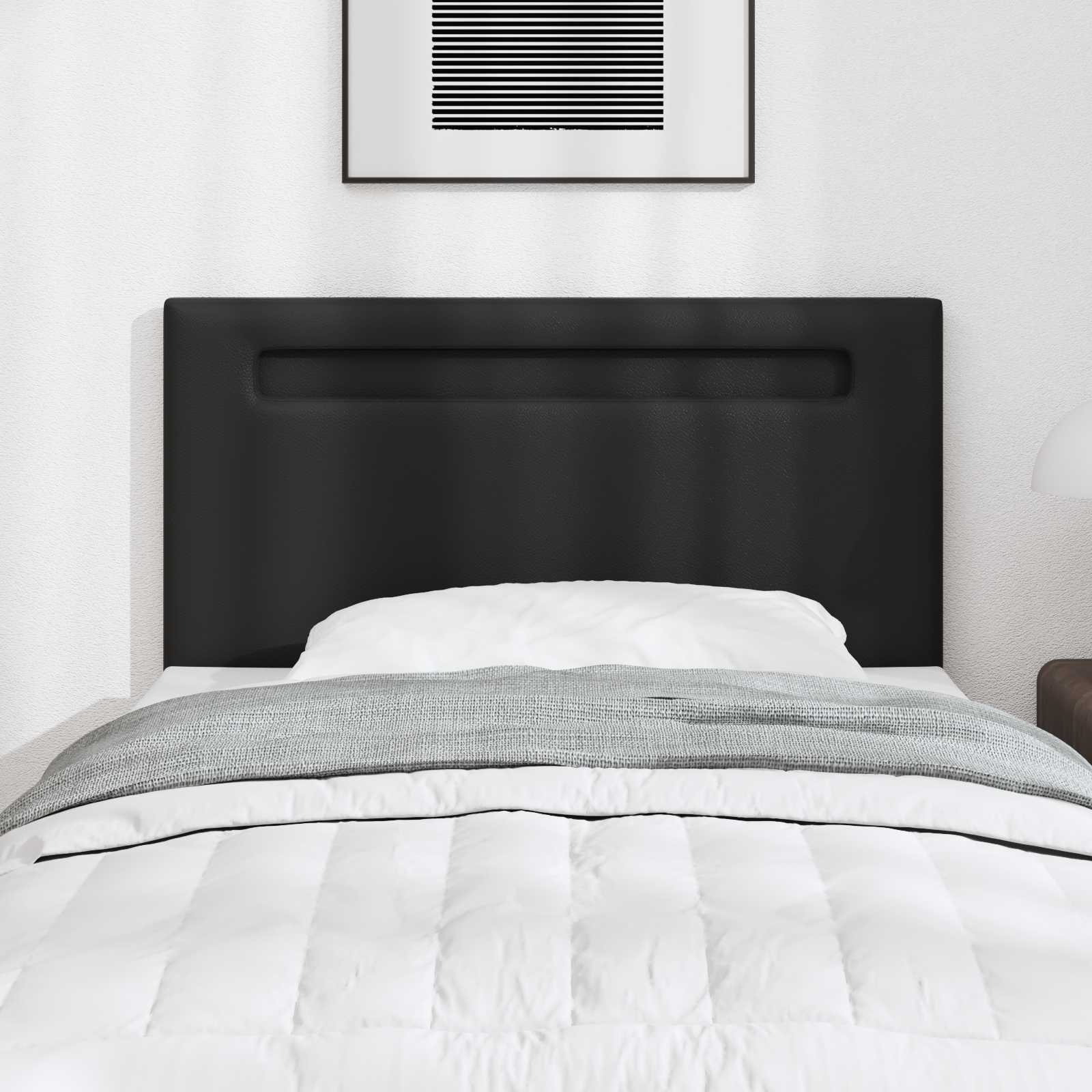 vidaXL LED κεφαλάρι Μαύρο Τεχνητό Δέρμα