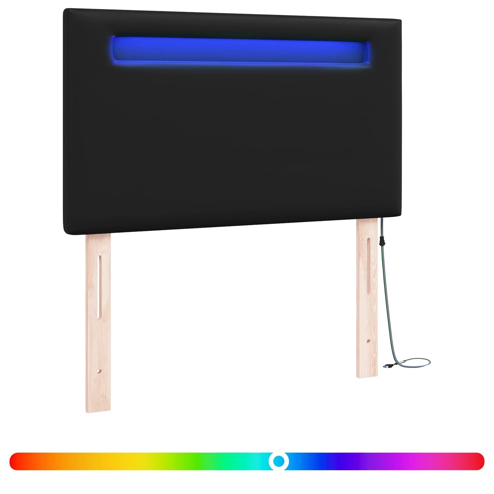 vidaXL LED κεφαλάρι Μαύρο Τεχνητό Δέρμα - Image 2