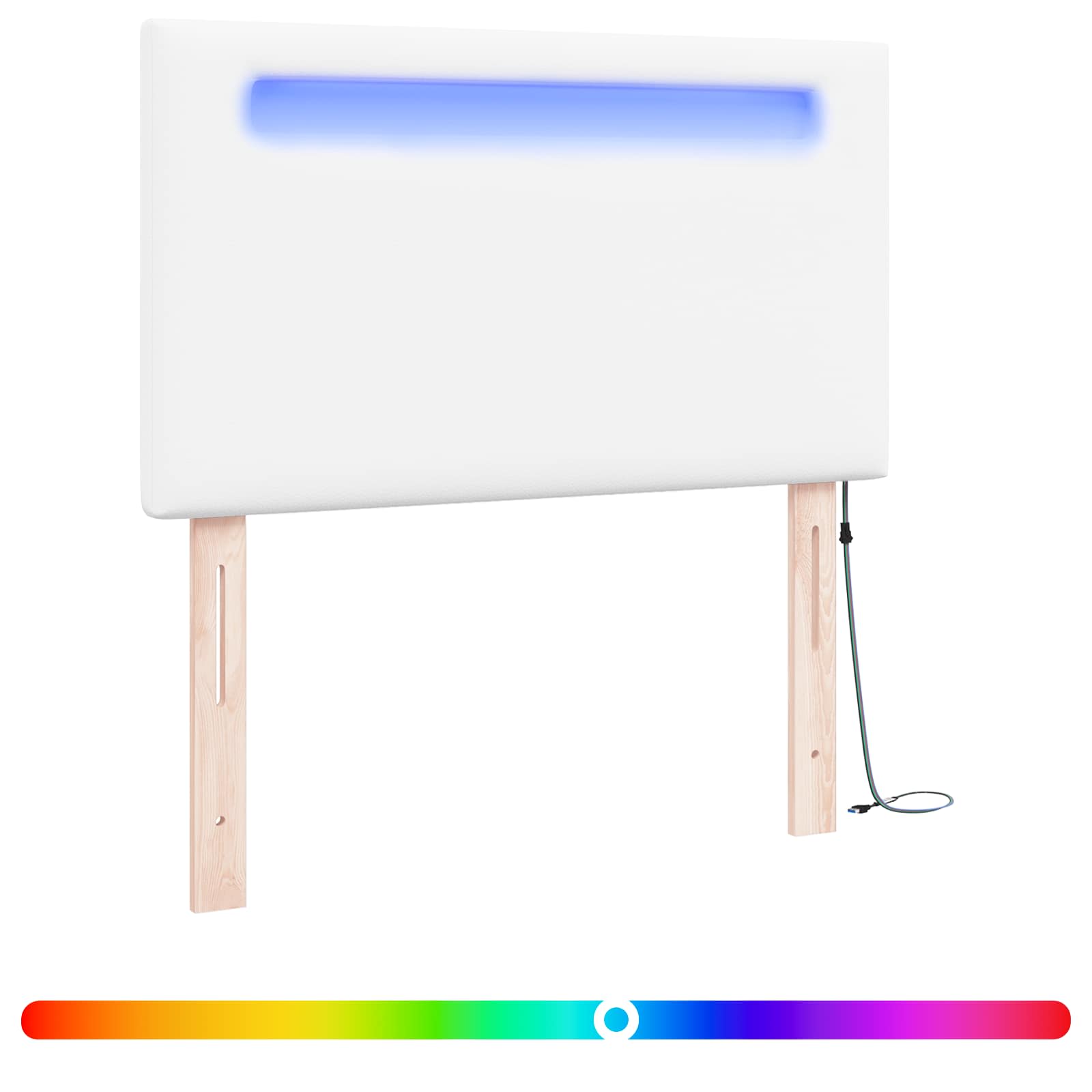 vidaXL LED κεφαλάρι Λευκό Τεχνητό Δέρμα - Image 2