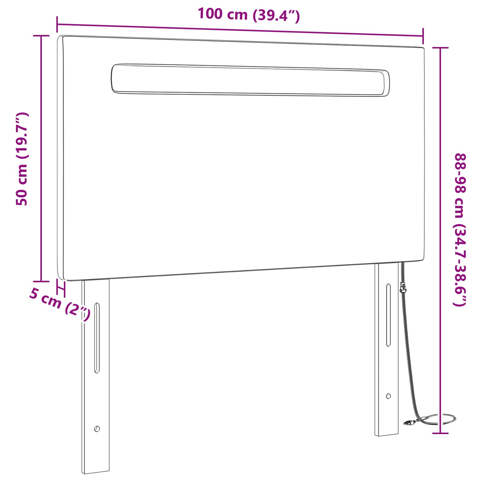vidaXL LED κεφαλάρι Λευκό Τεχνητό Δέρμα - Image 10