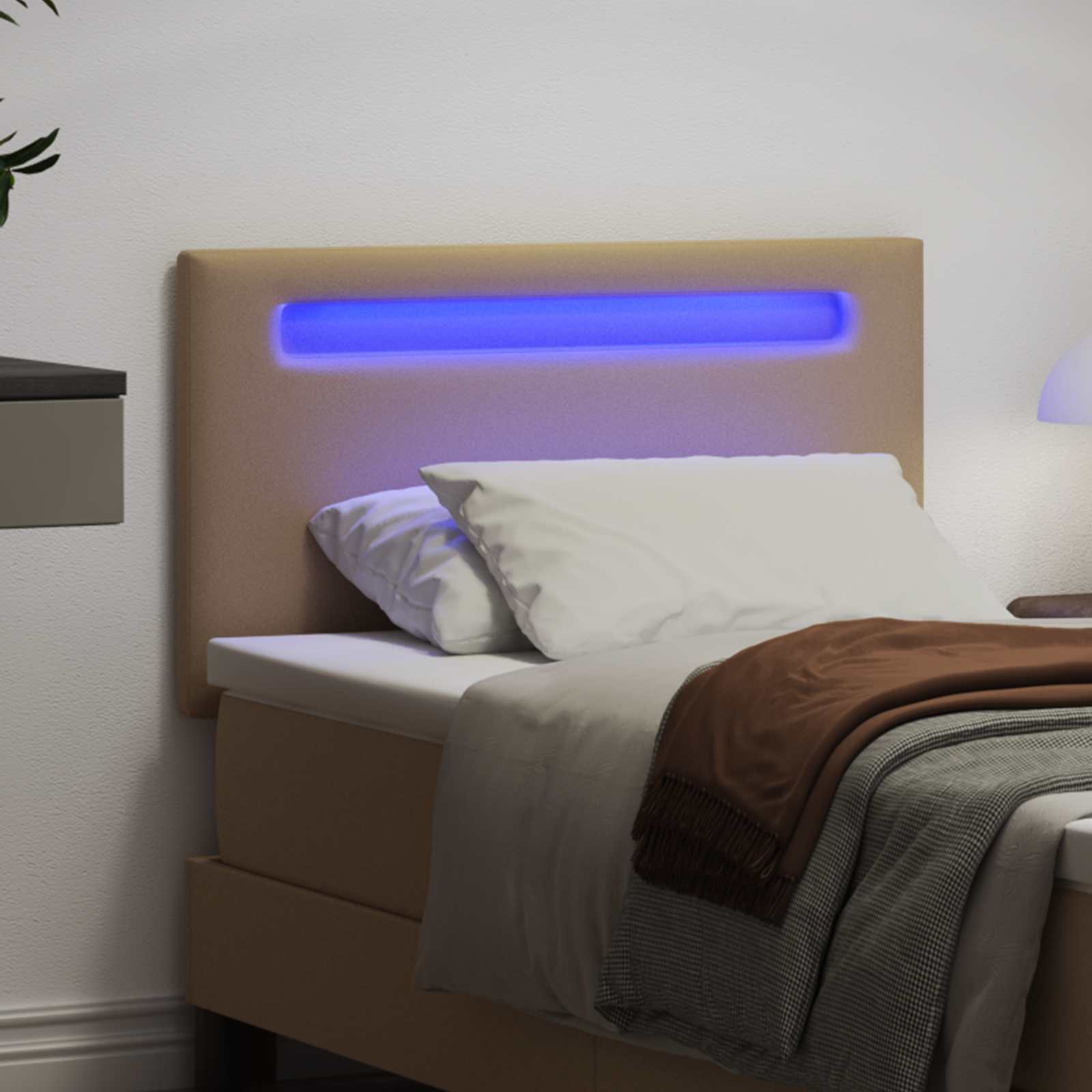 vidaXL LED κεφαλάρι Καπουτσίνο Τεχνητό Δέρμα - Image 3