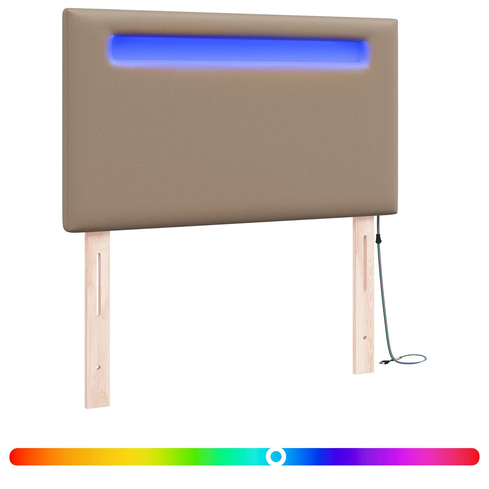 vidaXL LED κεφαλάρι Καπουτσίνο Τεχνητό Δέρμα - Image 2