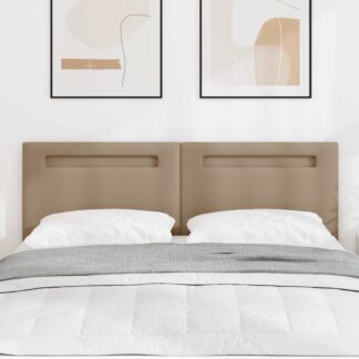 vidaXL LED κεφαλάρι Καπουτσίνο 144 cm Τεχνητό Δέρμα