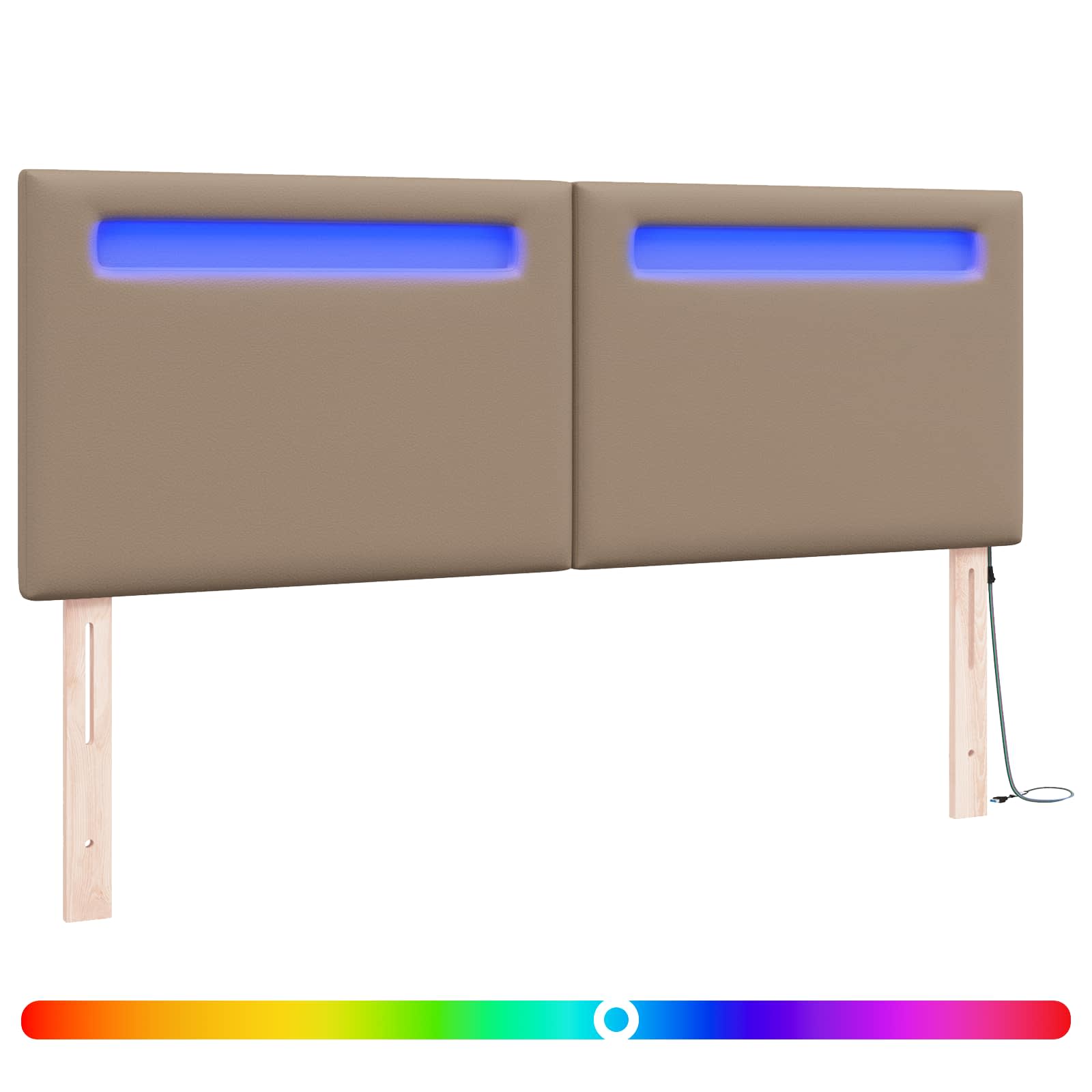 vidaXL LED κεφαλάρι Καπουτσίνο 160 cm Τεχνητό Δέρμα - Image 2