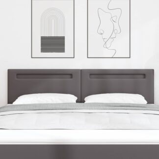 vidaXL LED κεφαλάρι Γκρι 180 cm Τεχνητό Δέρμα