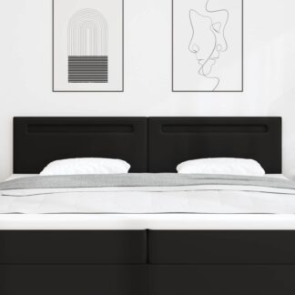 vidaXL LED κεφαλάρι Μαύρο Τεχνητό Δέρμα