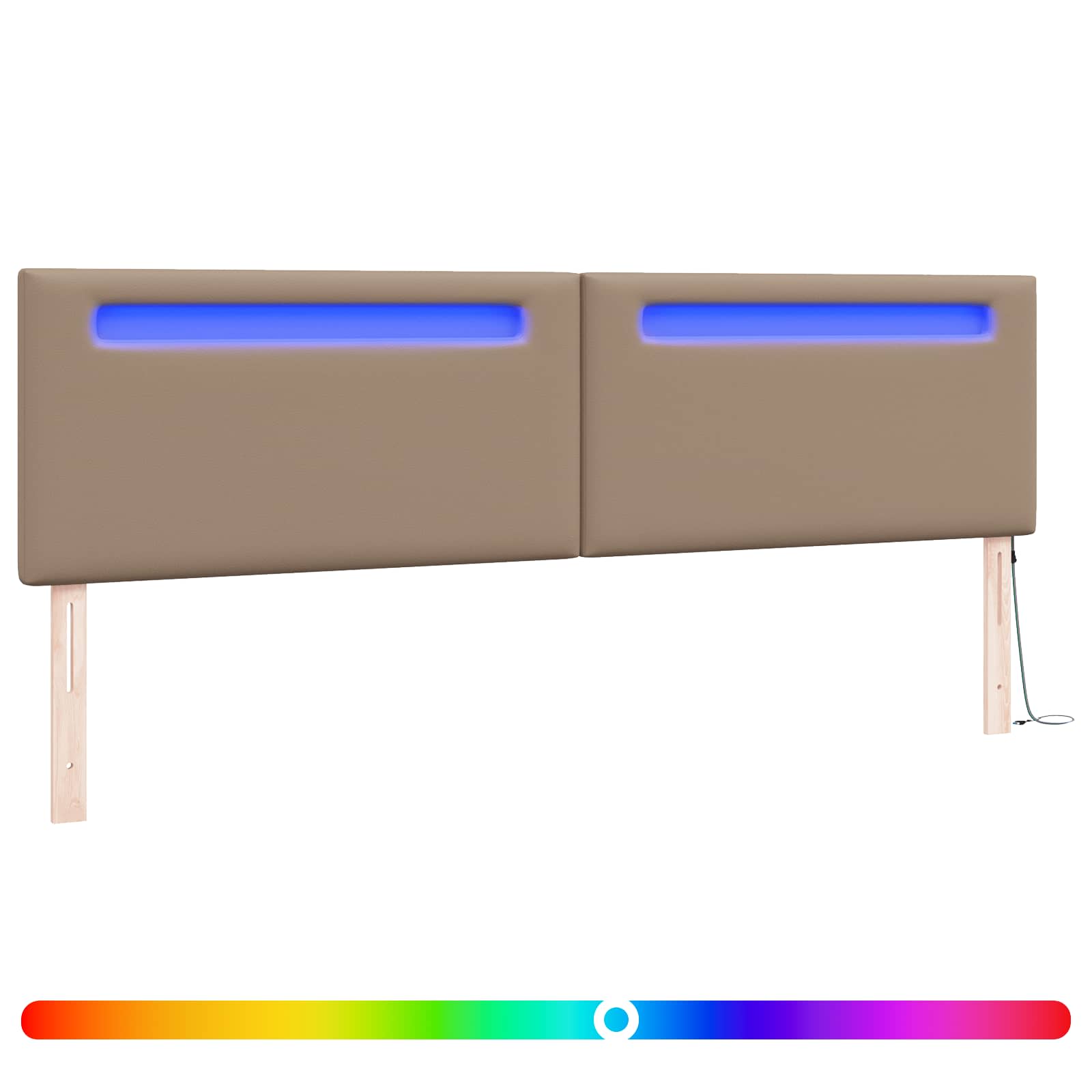 vidaXL LED κεφαλάρι Καπουτσίνο Τεχνητό Δέρμα - Image 2