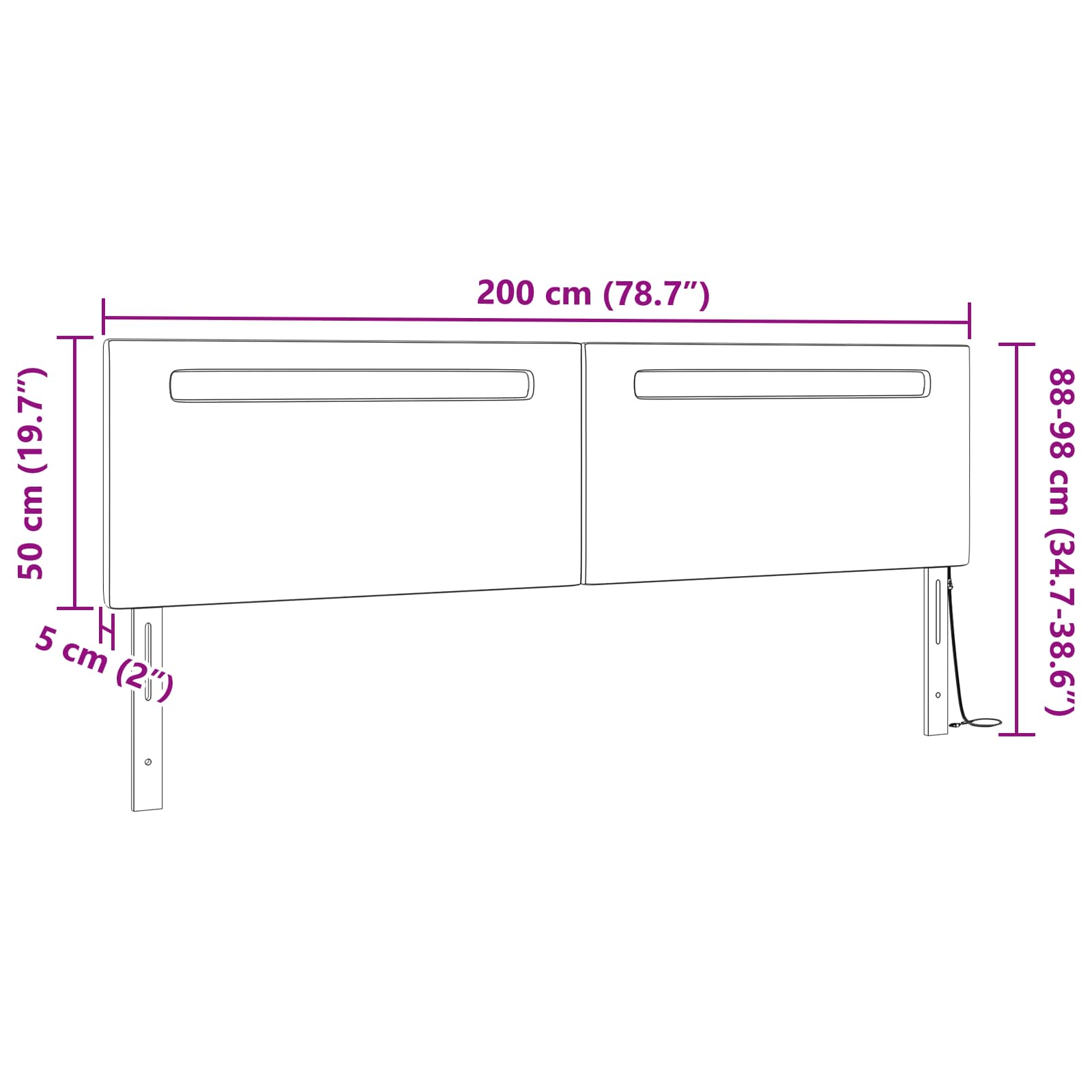 vidaXL LED κεφαλάρι Καπουτσίνο Τεχνητό Δέρμα - Image 10