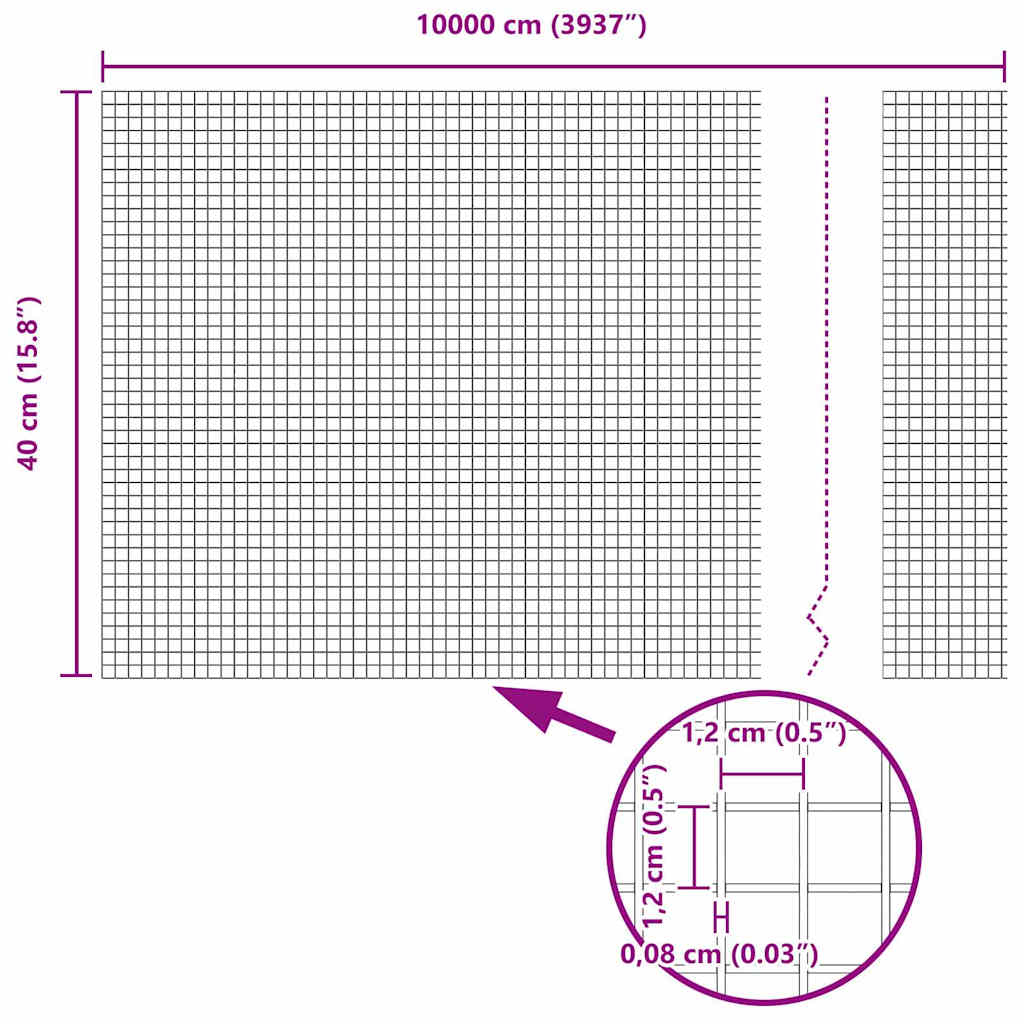 vidaXL Συγκολλητός φράχτης από σύρμα 10000 x 40 εκ Πράσινο - Image 9