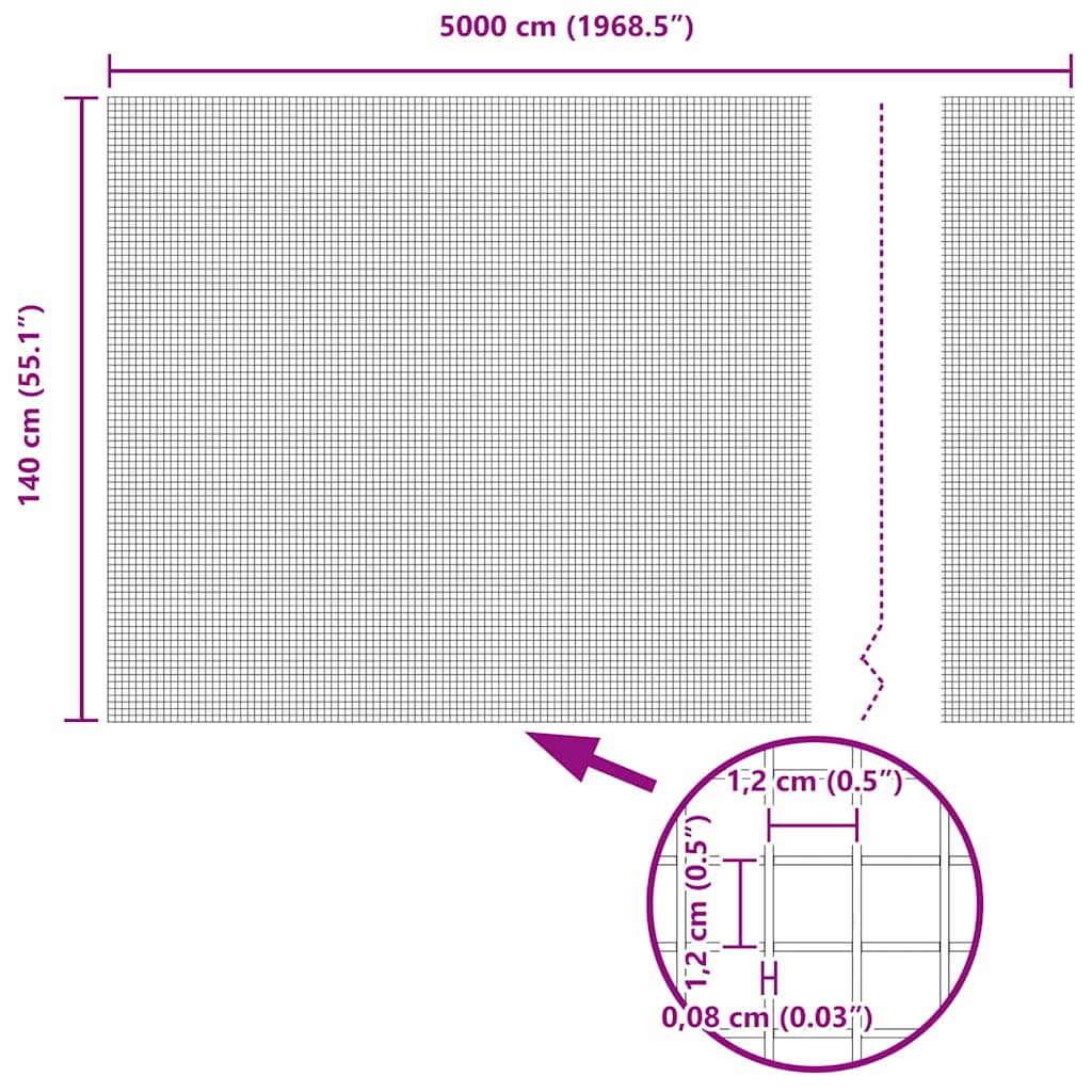 vidaXL Συγκολλητός φράχτης από σύρμα 5000 x 140 εκ Γκρι - Image 9