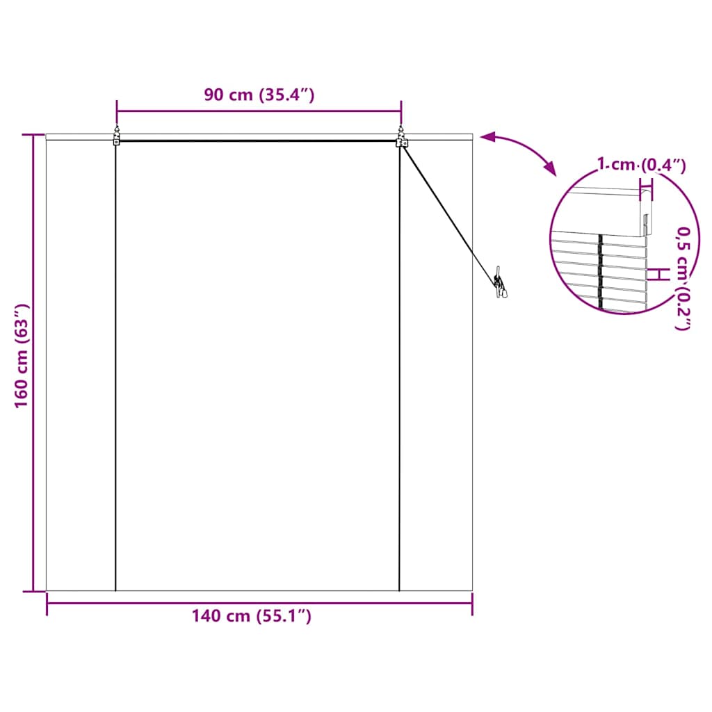 vidaXL Ρόλερ (στόρι) Καφέ 140 x 160 cm Μπαμπού - Image 15