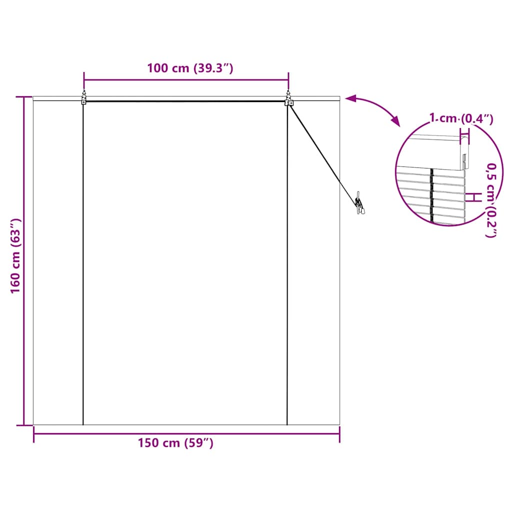 vidaXL Ρόλερ (στόρι) Φύση 150 x 160 cm Μπαμπού - Image 15