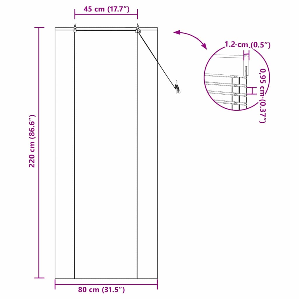 vidaXL Ρόλερ (στόρι) Καφέ 80 x 220 cm Μπαμπού - Image 15