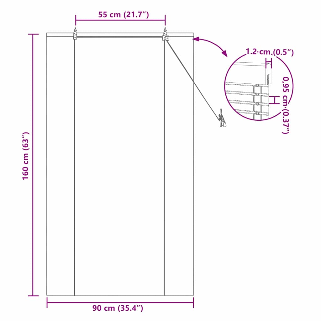 vidaXL Ρόλερ (στόρι) Καφέ 90 x 160 εκ. Μπαμπού - Image 15