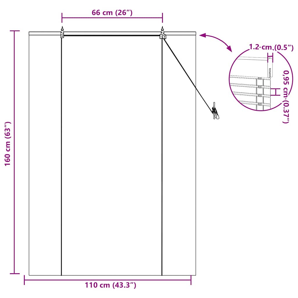 vidaXL Ρόλερ (στόρι) Καφέ 110 x 160 cm Μπαμπού - Image 15