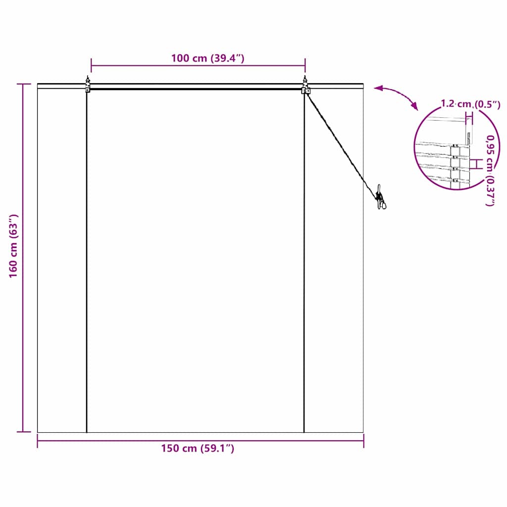 vidaXL Ρόλερ (στόρι) Καφέ 150 x 160 cm Μπαμπού - Image 15
