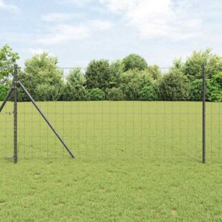vidaXL Φράχτης Εuro 1,4 x 10 m Σίδηρος με επικάλυψη PVC Γκρι