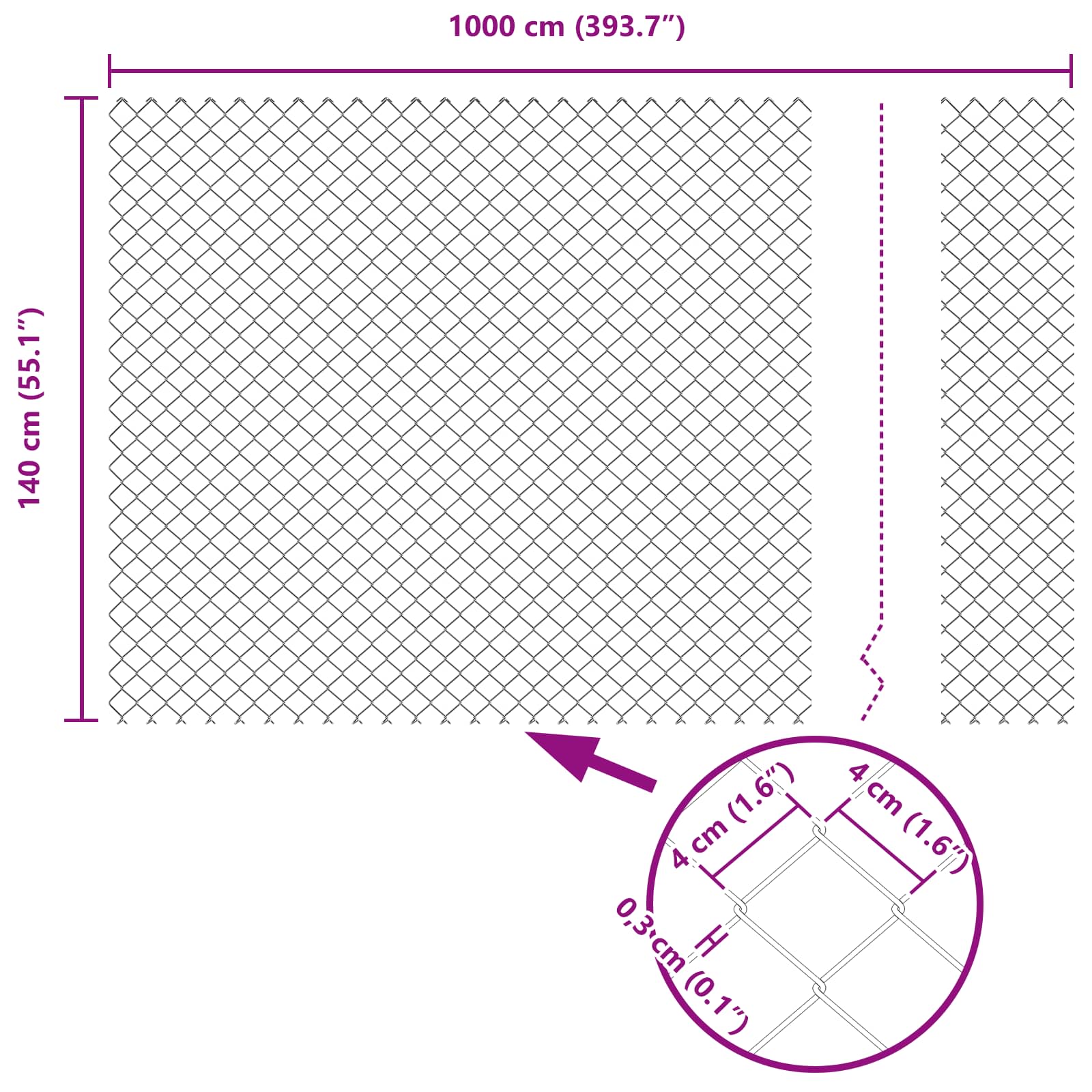 vidaXL Φράχτης αλυσίδας 10 x 1,4 μ Ατσάλι Πράσινο - Image 9