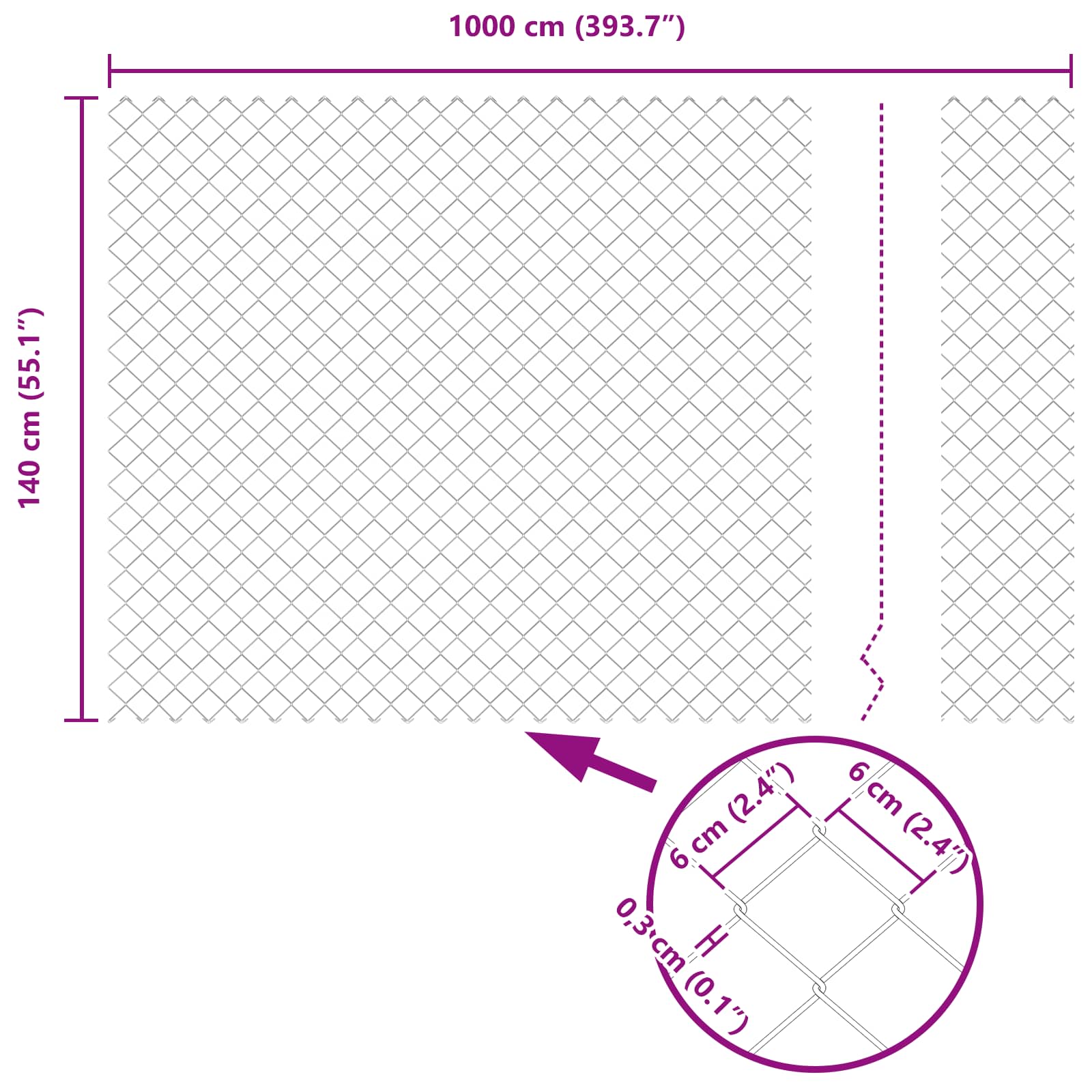 vidaXL Φράχτης αλυσίδας 10 x 1,4 μ Ατσάλι Πράσινο - Image 9