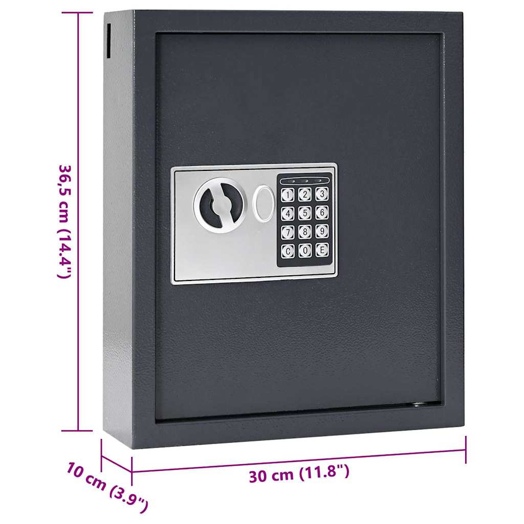 vidaXL Ψηφιακό Ασφαλές Σκούρο γκρι 30 x 10 x 36,5 εκ. Ατσάλι - Image 10
