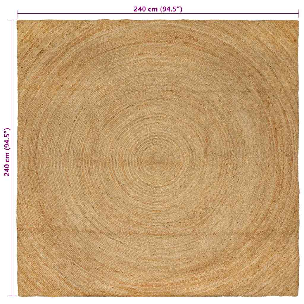 vidaXL Χαλιά χώρου Φυσικό 240 x 240 cm Γιούτα - Image 8