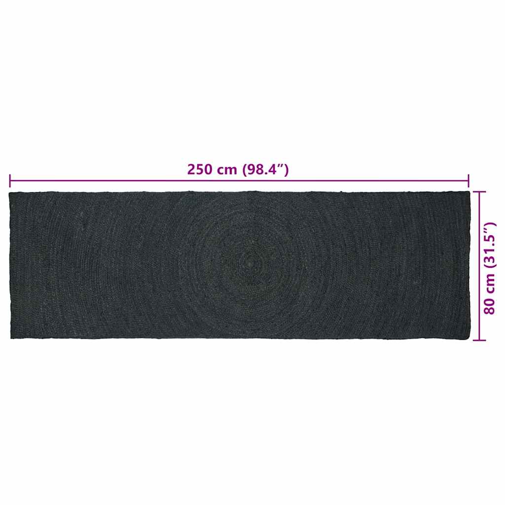 vidaXL Χαλιά χώρου Σκούρο Γκρι 80 x 250 cm Γιούτα - Image 9