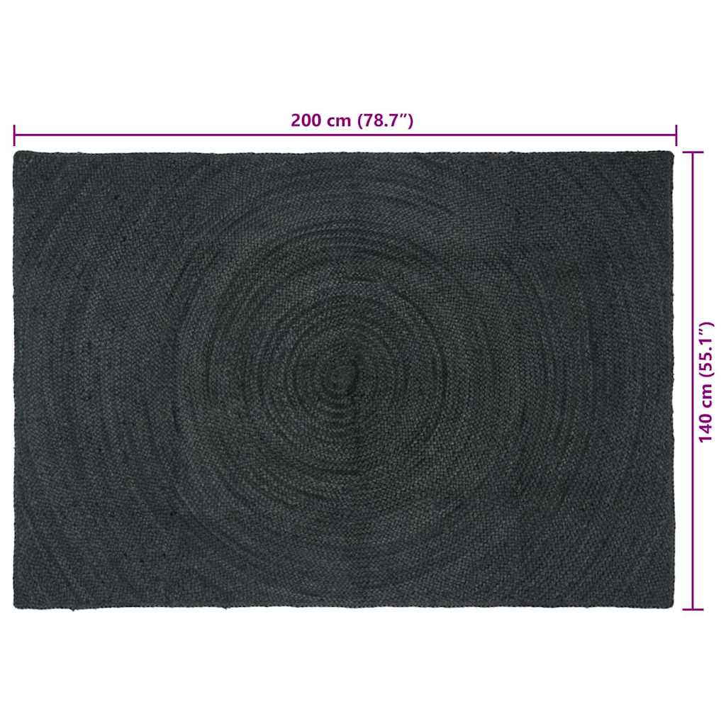 vidaXL Χαλιά χώρου Σκούρο Γκρι 140 x 200 cm Γιούτα - Image 9