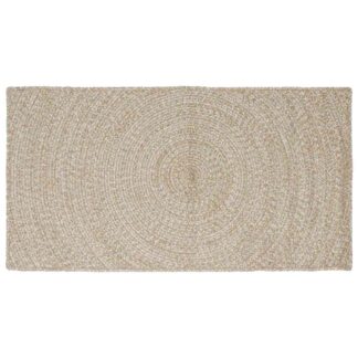 vidaXL Χαλί Περιοχής Φυσικό και Λευκό 80 x 150 cm Γιούτα