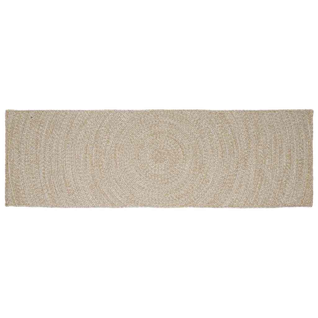 vidaXL Χαλί Περιοχής Φυσικό και Λευκό 80 x 200 cm Γιούτα