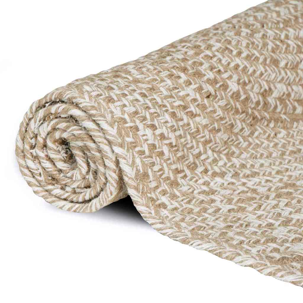 vidaXL Χαλί Περιοχής Φυσικό και Λευκό 100 x 200 cm Γιούτα - Image 2