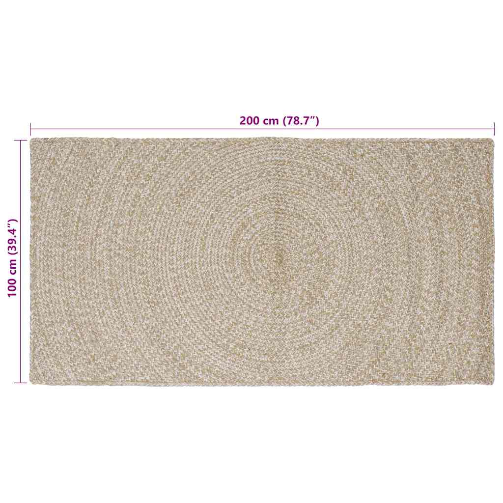 vidaXL Χαλί Περιοχής Φυσικό και Λευκό 100 x 200 cm Γιούτα - Image 8
