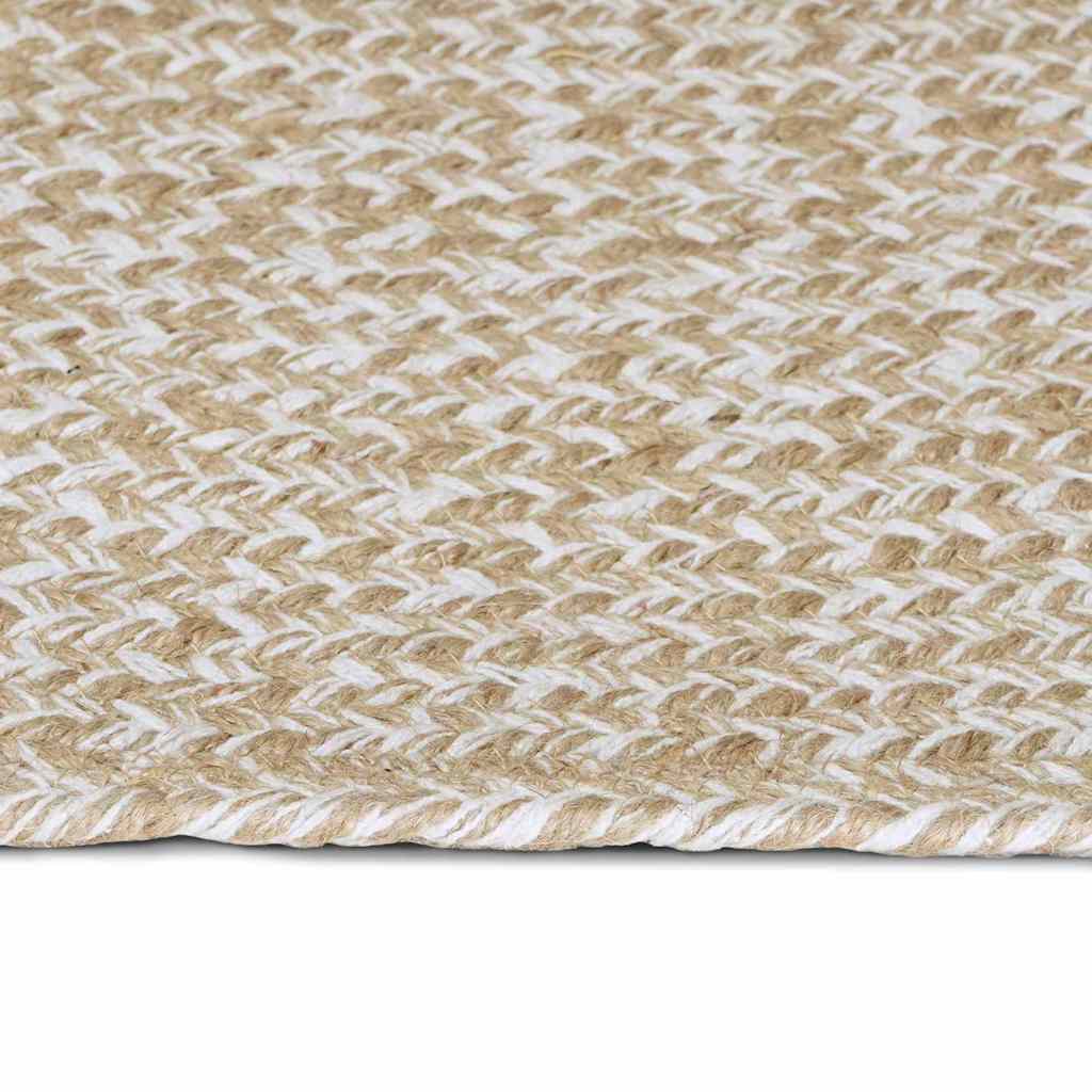 vidaXL Χαλί Περιοχής Φυσικό και Λευκό 120 x 170 cm Γιούτα - Image 3