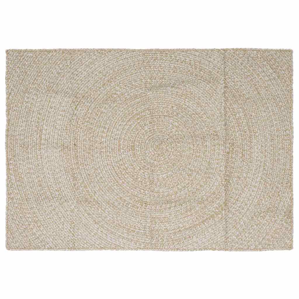 vidaXL Χαλί Περιοχής Φυσικό και Λευκό 120 x 170 cm Γιούτα