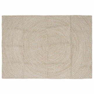 vidaXL Χαλί Περιοχής Φυσικό και Λευκό 140 x 200 cm Γιούτα