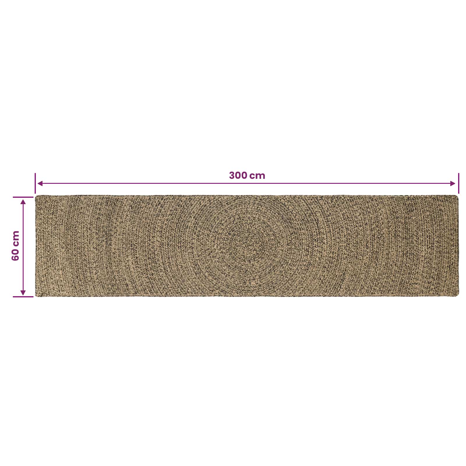 vidaXL Χαλί Περιοχής Φυσικό και Μαύρο 60 x 300 cm Γιούτα - Image 8
